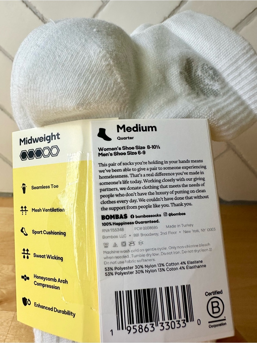 Bombas All Sport Quarter Socks - 5 Pairs - Picture 2 of 3